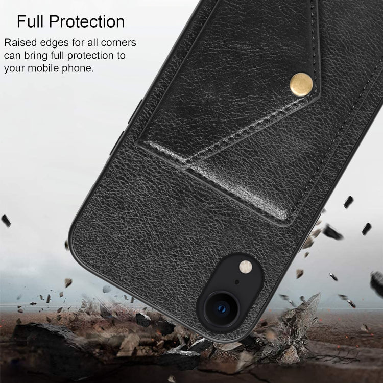 For iPhone XR Litchi Texture Silicone + PC + PU Leather Back Cover Shockproof Case with Card Slot