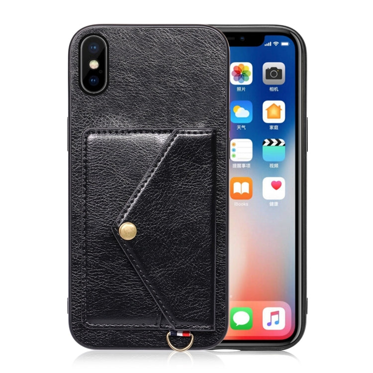 For iPhone XS Max Litchi Texture Silicone + PC + PU Leather Back Cover Shockproof Case with Card Slot