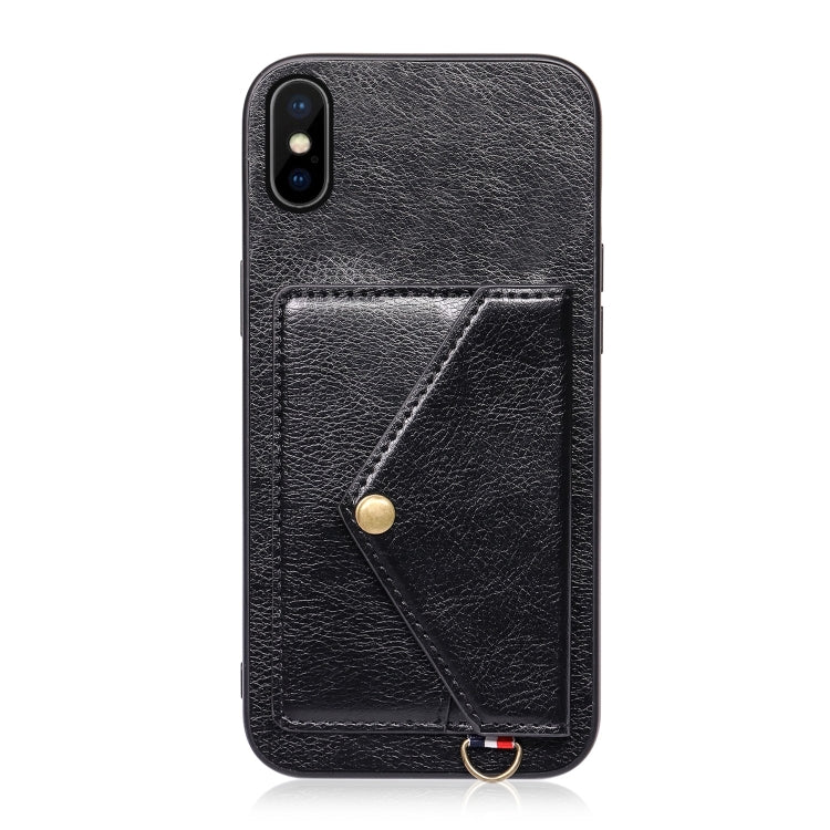 For iPhone XS Max Litchi Texture Silicone + PC + PU Leather Back Cover Shockproof Case with Card Slot