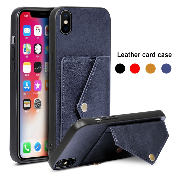For iPhone XS Max Litchi Texture Silicone + PC + PU Leather Back Cover Shockproof Case with Card Slot