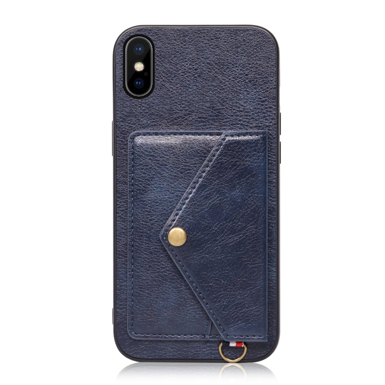 For iPhone XS Max Litchi Texture Silicone + PC + PU Leather Back Cover Shockproof Case with Card Slot