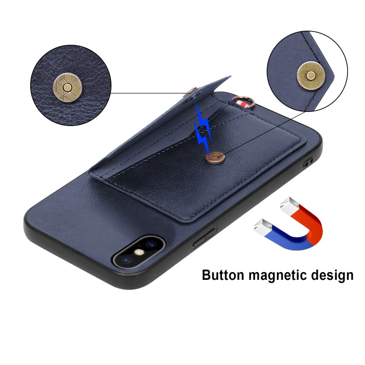 For iPhone XS Max Litchi Texture Silicone + PC + PU Leather Back Cover Shockproof Case with Card Slot
