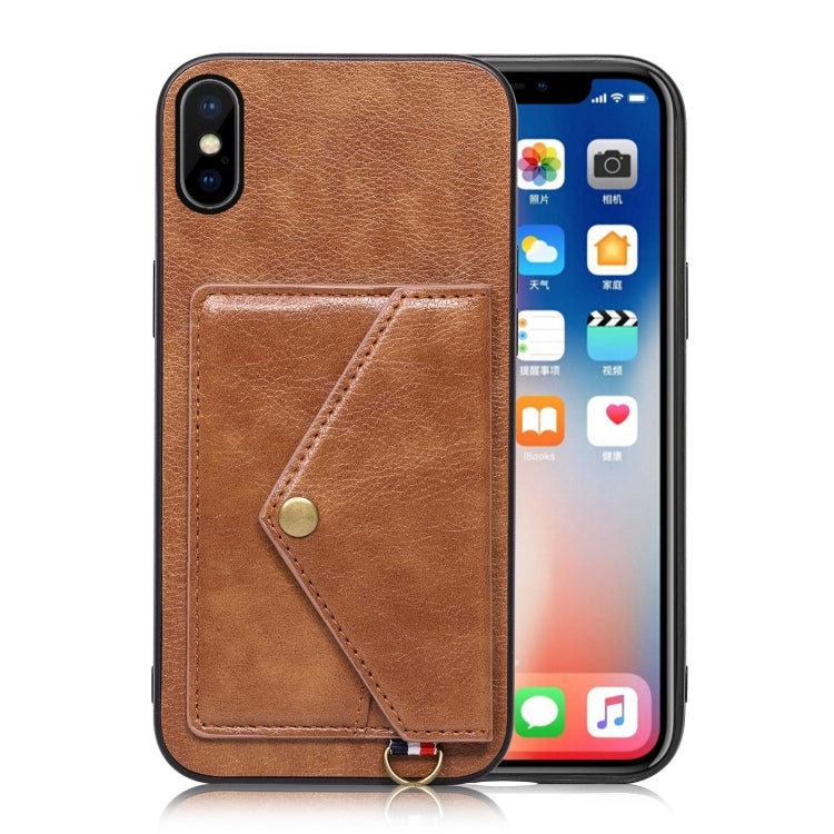For iPhone XS Max Litchi Texture Silicone + PC + PU Leather Back Cover Shockproof Case with Card Slot