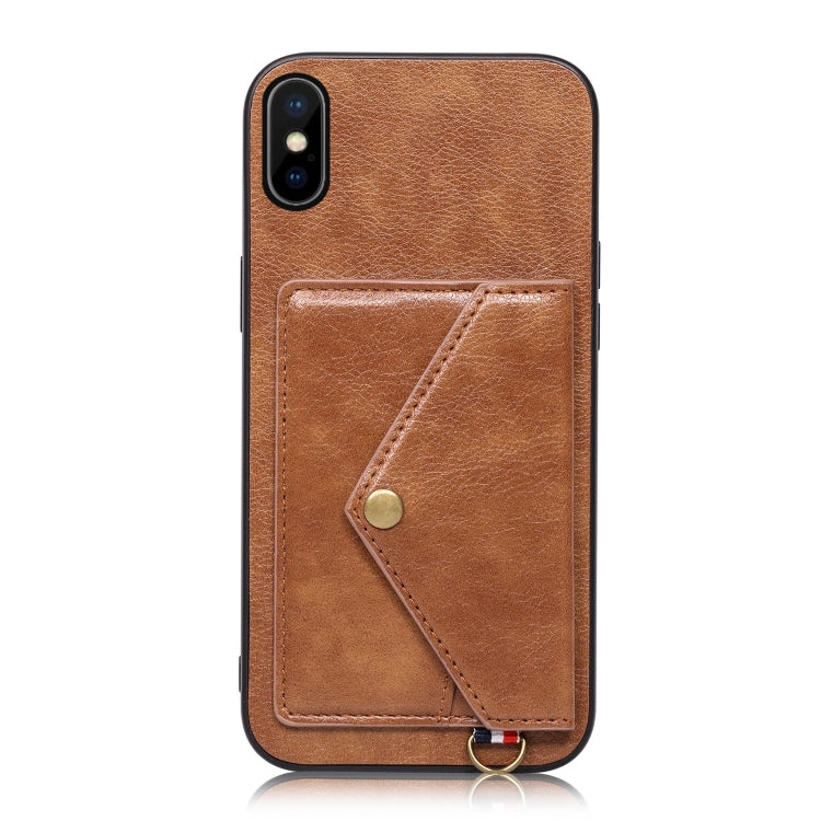 For iPhone XS Max Litchi Texture Silicone + PC + PU Leather Back Cover Shockproof Case with Card Slot