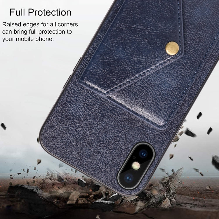 For iPhone XS Max Litchi Texture Silicone + PC + PU Leather Back Cover Shockproof Case with Card Slot