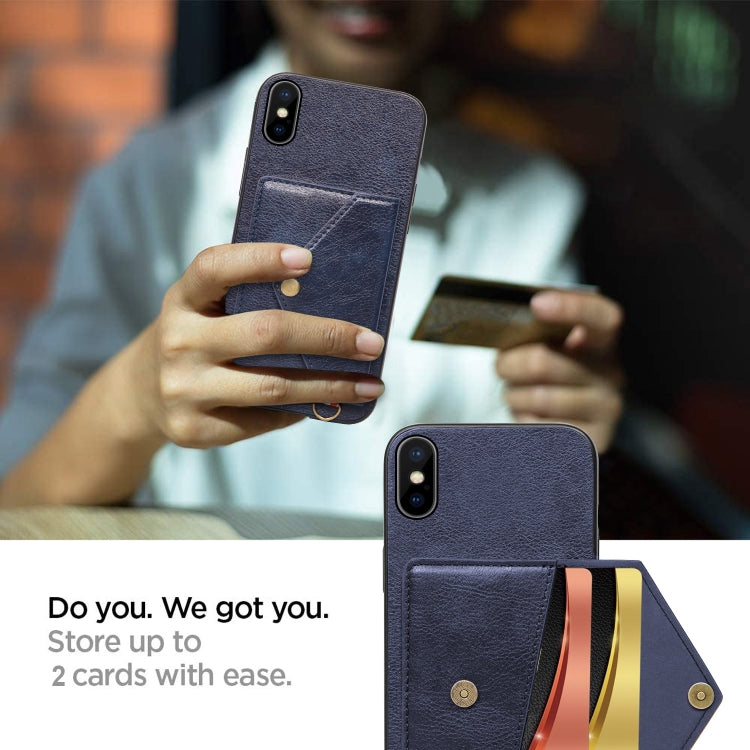 For iPhone XS Max Litchi Texture Silicone + PC + PU Leather Back Cover Shockproof Case with Card Slot