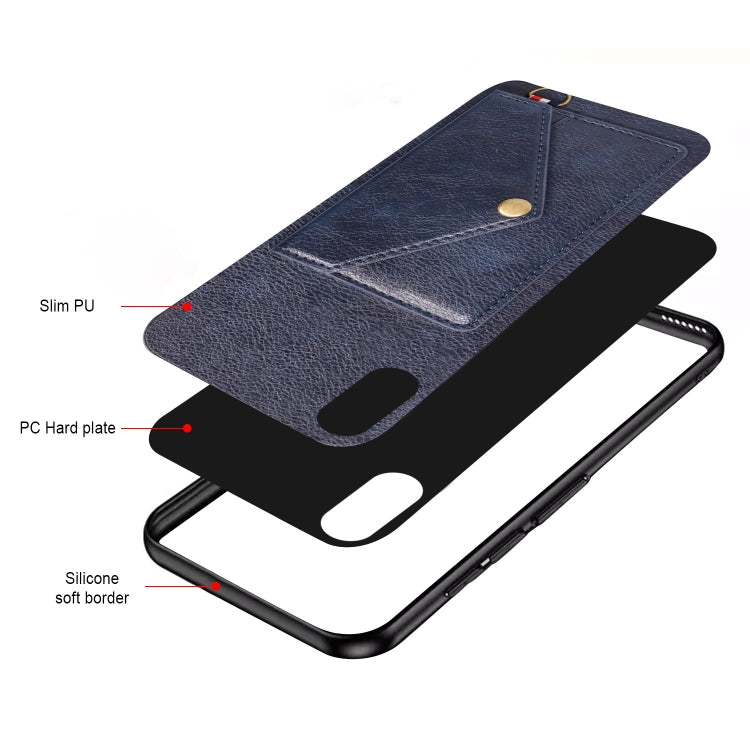For iPhone XS Max Litchi Texture Silicone + PC + PU Leather Back Cover Shockproof Case with Card Slot