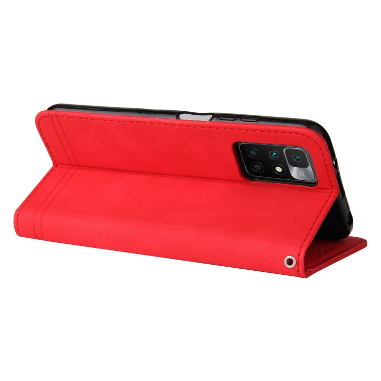 For Xiaomi Redmi 10 Skin Feel Life Tree Metal Button Horizontal Flip Leather Case with Holder & Card Slot & Wallet & Photo Frame & Strap