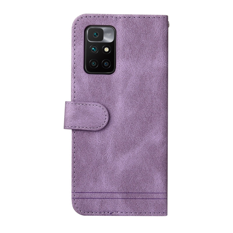 For Xiaomi Redmi 10 Skin Feel Life Tree Metal Button Horizontal Flip Leather Case with Holder & Card Slot & Wallet & Photo Frame & Strap