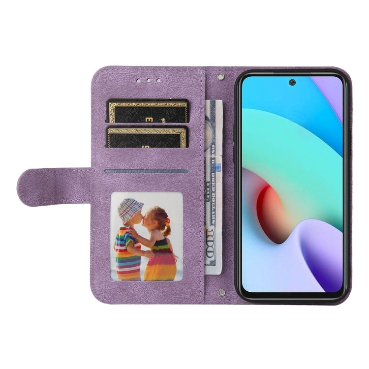 For Xiaomi Redmi 10 Skin Feel Life Tree Metal Button Horizontal Flip Leather Case with Holder & Card Slot & Wallet & Photo Frame & Strap