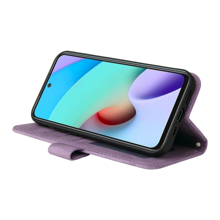 For Xiaomi Redmi 10 Skin Feel Life Tree Metal Button Horizontal Flip Leather Case with Holder & Card Slot & Wallet & Photo Frame & Strap