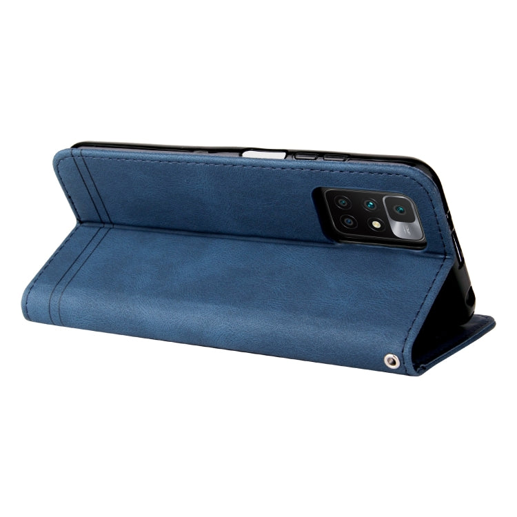 For Xiaomi Redmi 10 Skin Feel Life Tree Metal Button Horizontal Flip Leather Case with Holder & Card Slot & Wallet & Photo Frame & Strap