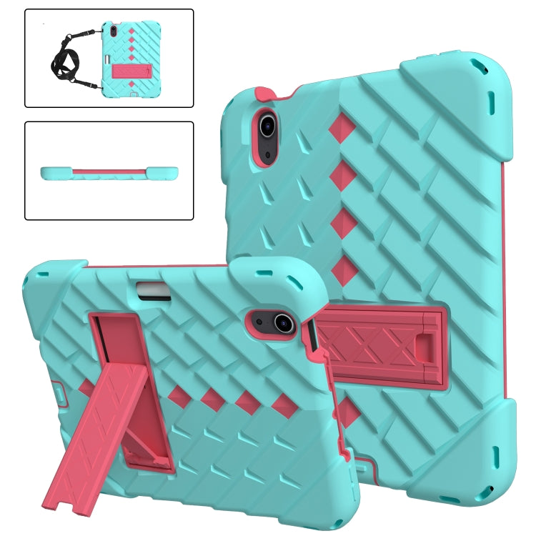 For iPad mini 6 Shockproof Rhombus Robot PC + Silicone Protective Tablet Case with Holder & Shoulder Strap
