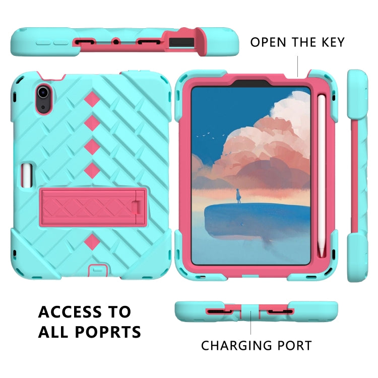 For iPad mini 6 Shockproof Rhombus Robot PC + Silicone Protective Tablet Case with Holder & Shoulder Strap