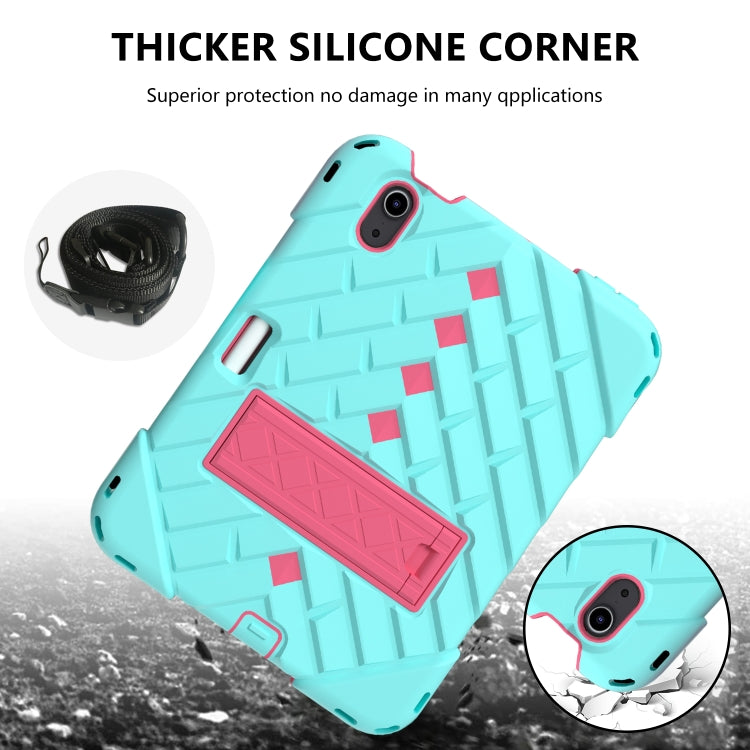 For iPad mini 6 Shockproof Rhombus Robot PC + Silicone Protective Tablet Case with Holder & Shoulder Strap