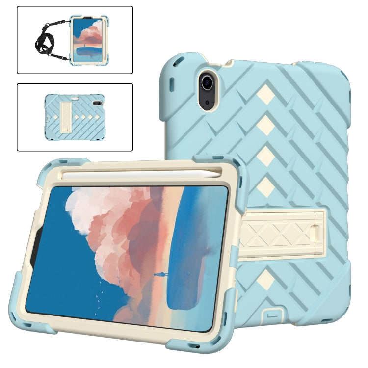 For iPad mini 6 Shockproof Rhombus Robot PC + Silicone Protective Tablet Case with Holder & Shoulder Strap