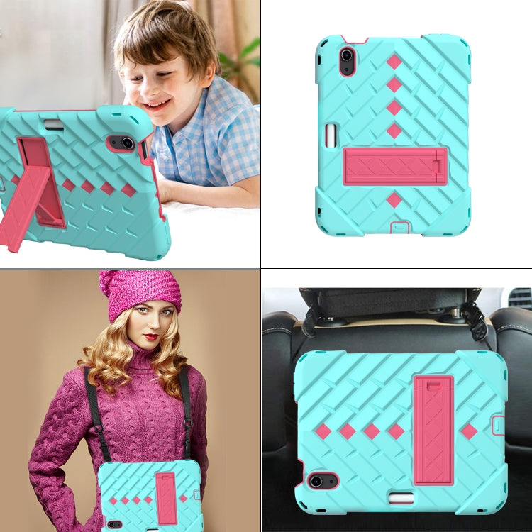 For iPad mini 6 Shockproof Rhombus Robot PC + Silicone Protective Tablet Case with Holder & Shoulder Strap
