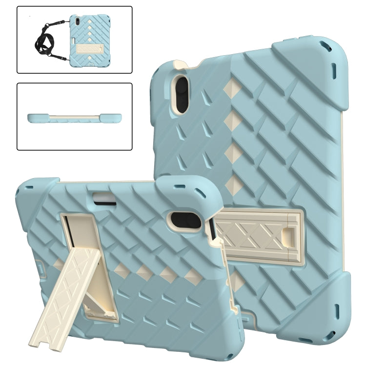 For iPad mini 6 Shockproof Rhombus Robot PC + Silicone Protective Tablet Case with Holder & Shoulder Strap