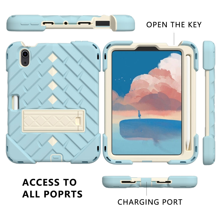 For iPad mini 6 Shockproof Rhombus Robot PC + Silicone Protective Tablet Case with Holder & Shoulder Strap