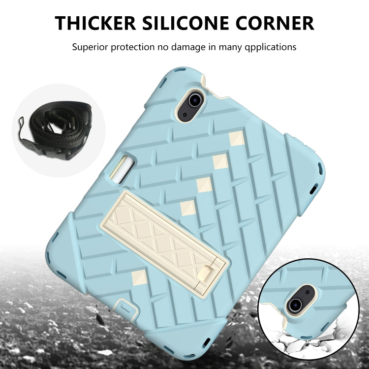 For iPad mini 6 Shockproof Rhombus Robot PC + Silicone Protective Tablet Case with Holder & Shoulder Strap