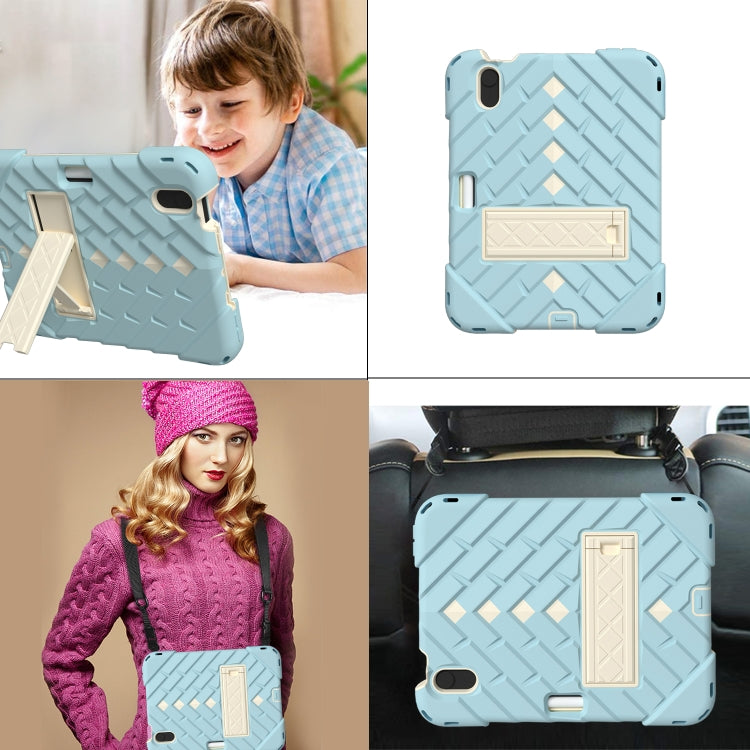 For iPad mini 6 Shockproof Rhombus Robot PC + Silicone Protective Tablet Case with Holder & Shoulder Strap