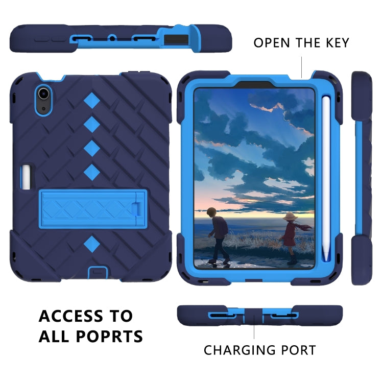 For iPad mini 6 Shockproof Rhombus Robot PC + Silicone Protective Tablet Case with Holder & Shoulder Strap