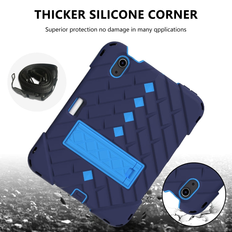 For iPad mini 6 Shockproof Rhombus Robot PC + Silicone Protective Tablet Case with Holder & Shoulder Strap