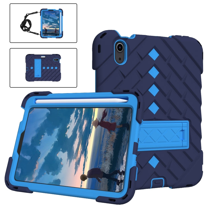 For iPad mini 6 Shockproof Rhombus Robot PC + Silicone Protective Tablet Case with Holder & Shoulder Strap