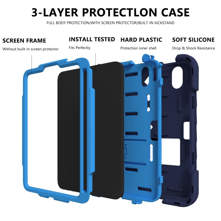 For iPad mini 6 Shockproof Rhombus Robot PC + Silicone Protective Tablet Case with Holder & Shoulder Strap