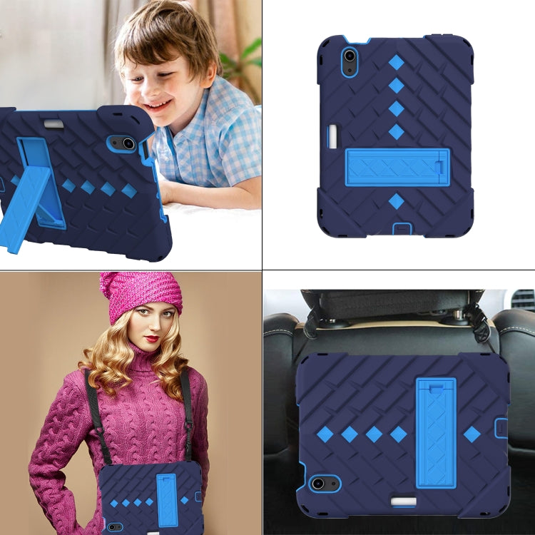 For iPad mini 6 Shockproof Rhombus Robot PC + Silicone Protective Tablet Case with Holder & Shoulder Strap
