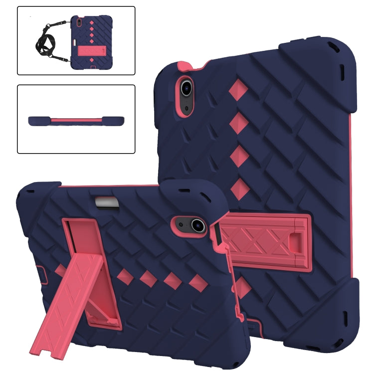 For iPad mini 6 Shockproof Rhombus Robot PC + Silicone Protective Tablet Case with Holder & Shoulder Strap