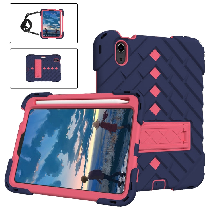 For iPad mini 6 Shockproof Rhombus Robot PC + Silicone Protective Tablet Case with Holder & Shoulder Strap