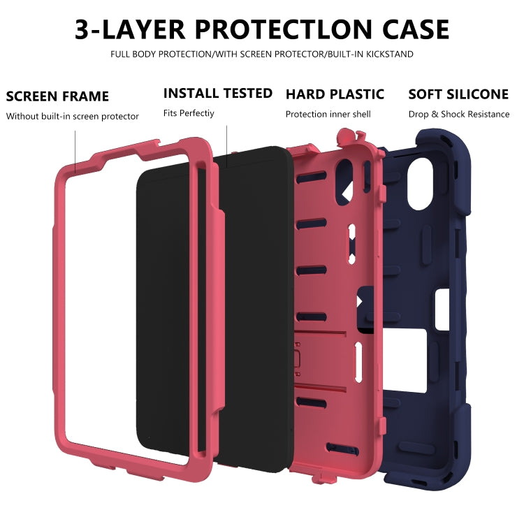 For iPad mini 6 Shockproof Rhombus Robot PC + Silicone Protective Tablet Case with Holder & Shoulder Strap