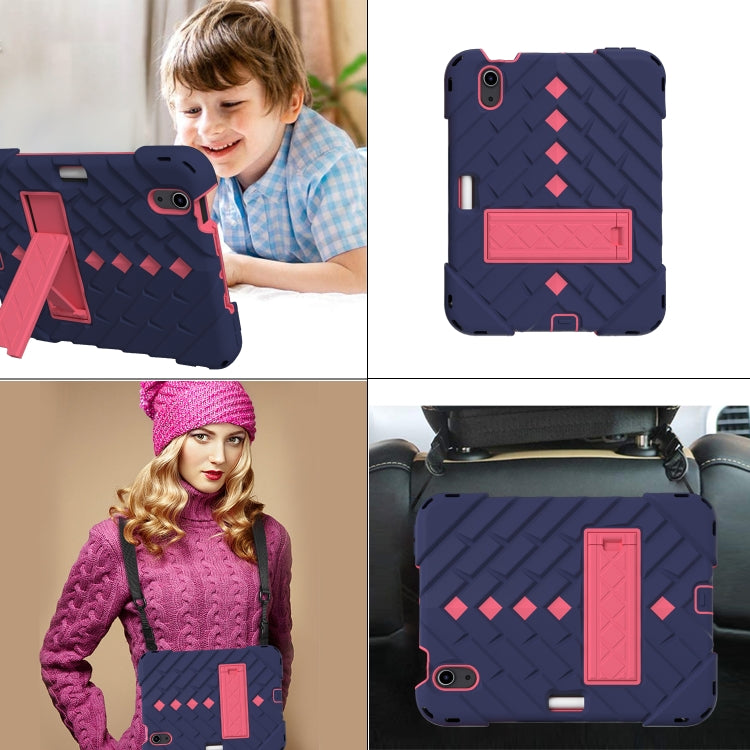 For iPad mini 6 Shockproof Rhombus Robot PC + Silicone Protective Tablet Case with Holder & Shoulder Strap