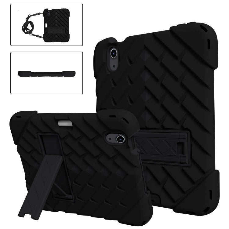 For iPad mini 6 Shockproof Rhombus Robot PC + Silicone Protective Tablet Case with Holder & Shoulder Strap