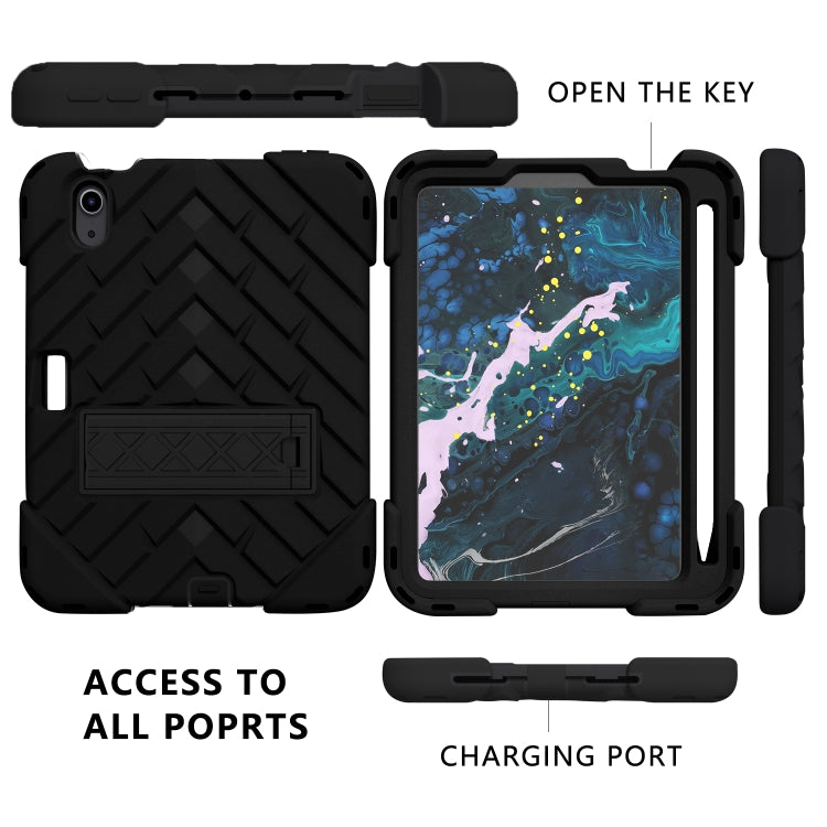 For iPad mini 6 Shockproof Rhombus Robot PC + Silicone Protective Tablet Case with Holder & Shoulder Strap