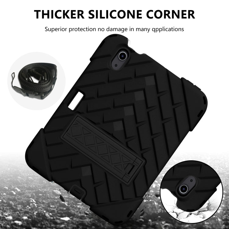 For iPad mini 6 Shockproof Rhombus Robot PC + Silicone Protective Tablet Case with Holder & Shoulder Strap