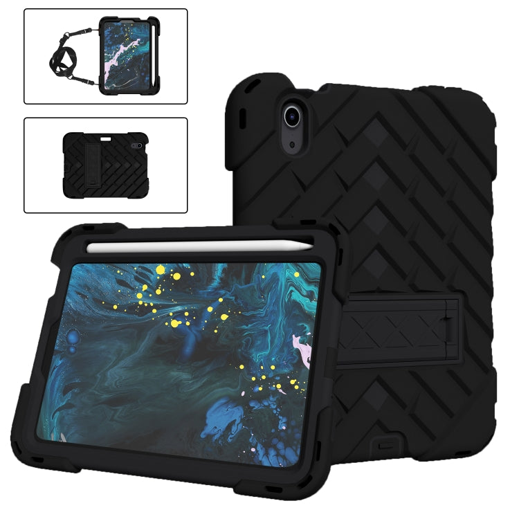 For iPad mini 6 Shockproof Rhombus Robot PC + Silicone Protective Tablet Case with Holder & Shoulder Strap