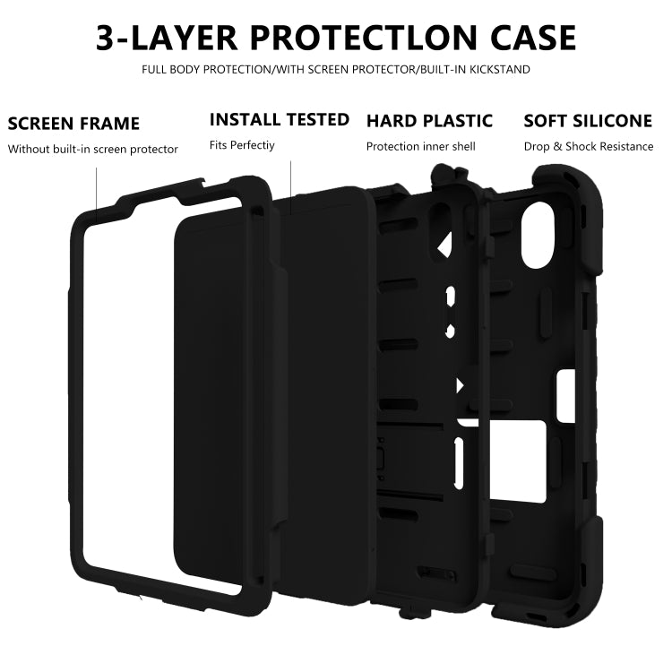 For iPad mini 6 Shockproof Rhombus Robot PC + Silicone Protective Tablet Case with Holder & Shoulder Strap