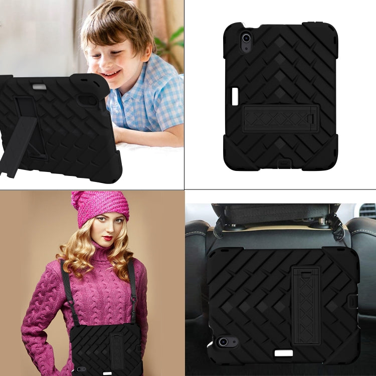 For iPad mini 6 Shockproof Rhombus Robot PC + Silicone Protective Tablet Case with Holder & Shoulder Strap