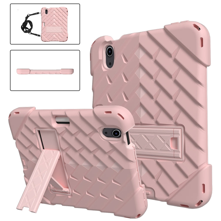 For iPad mini 6 Shockproof Rhombus Robot PC + Silicone Protective Tablet Case with Holder & Shoulder Strap