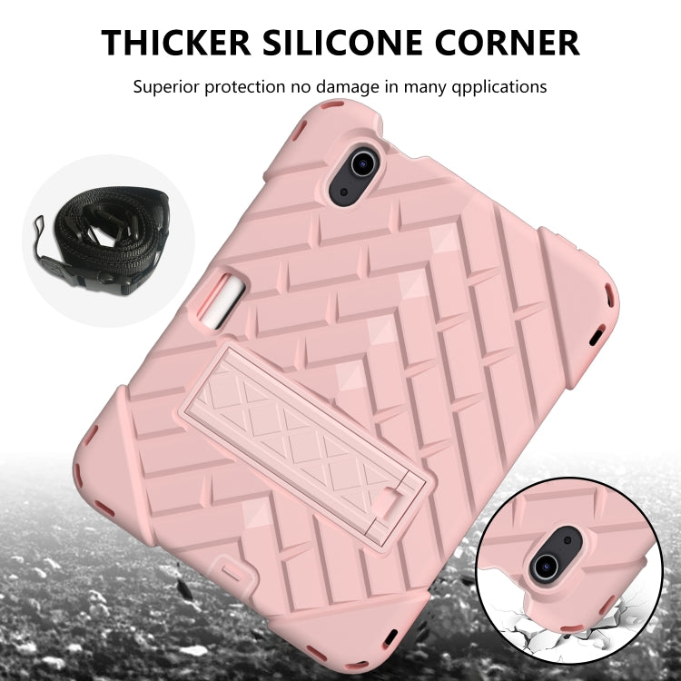 For iPad mini 6 Shockproof Rhombus Robot PC + Silicone Protective Tablet Case with Holder & Shoulder Strap