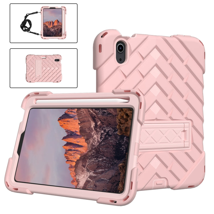 For iPad mini 6 Shockproof Rhombus Robot PC + Silicone Protective Tablet Case with Holder & Shoulder Strap