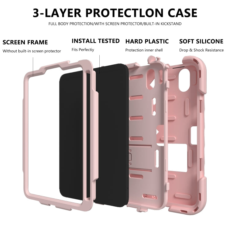 For iPad mini 6 Shockproof Rhombus Robot PC + Silicone Protective Tablet Case with Holder & Shoulder Strap