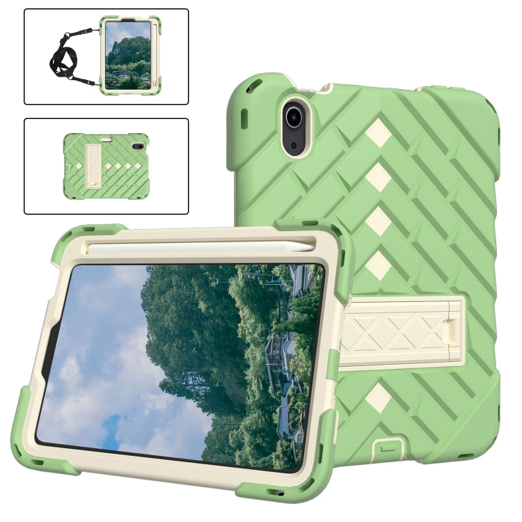 For iPad mini 6 Shockproof Rhombus Robot PC + Silicone Protective Tablet Case with Holder & Shoulder Strap