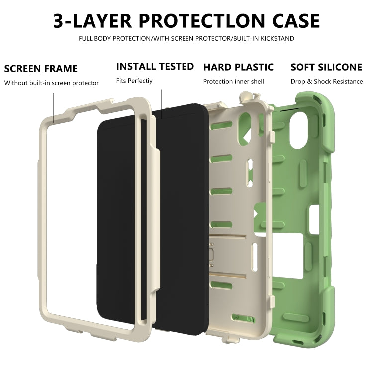 For iPad mini 6 Shockproof Rhombus Robot PC + Silicone Protective Tablet Case with Holder & Shoulder Strap