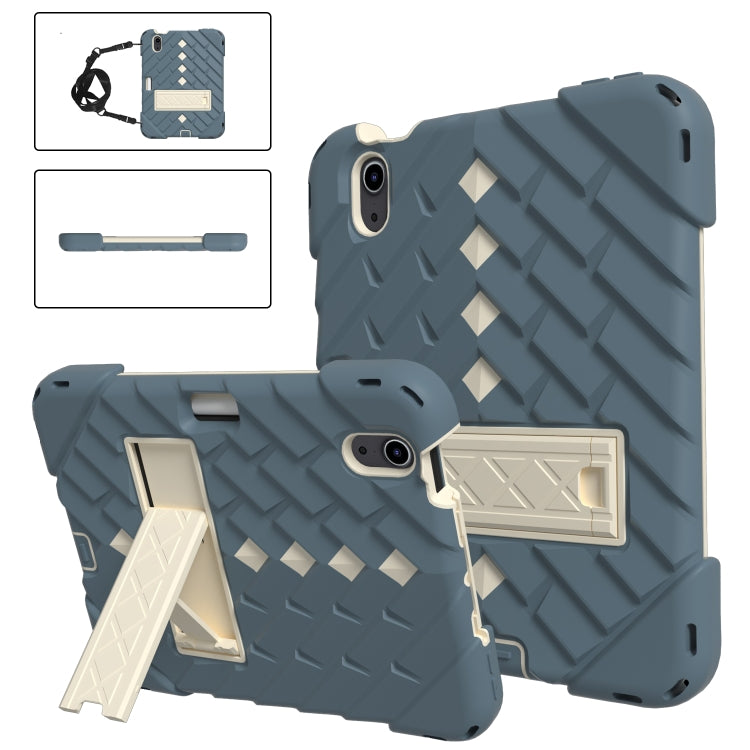 For iPad mini 6 Shockproof Rhombus Robot PC + Silicone Protective Tablet Case with Holder & Shoulder Strap