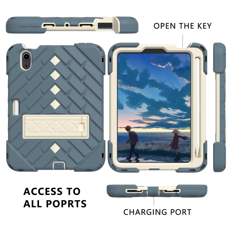 For iPad mini 6 Shockproof Rhombus Robot PC + Silicone Protective Tablet Case with Holder & Shoulder Strap