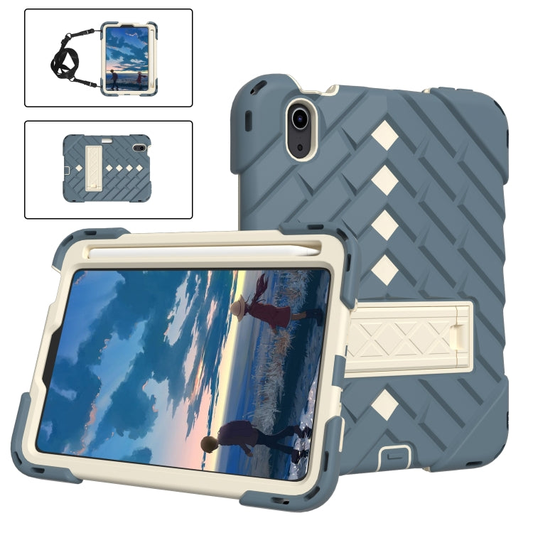 For iPad mini 6 Shockproof Rhombus Robot PC + Silicone Protective Tablet Case with Holder & Shoulder Strap
