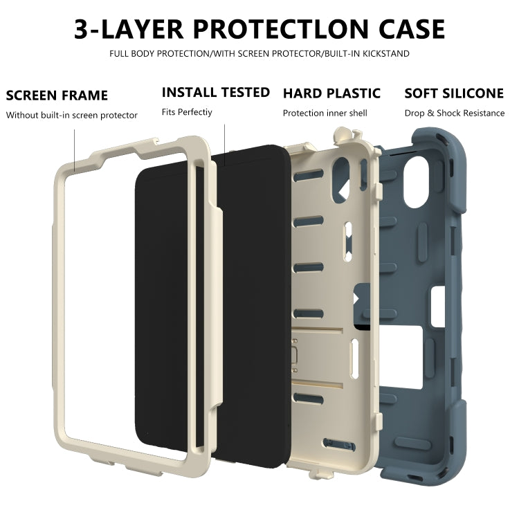 For iPad mini 6 Shockproof Rhombus Robot PC + Silicone Protective Tablet Case with Holder & Shoulder Strap